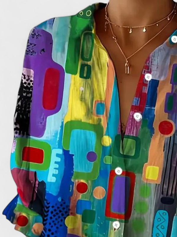 Rose | Blusa Elegante con Patrón Geométrico